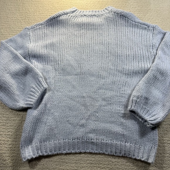 Baevely Women's Oversized Light Blue Sweater With Boots & Bow Size M/L - Picture 9 of 9